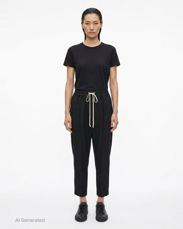 Drawstring Astaires Cropped Pants | Rick Owens | Club21 - front