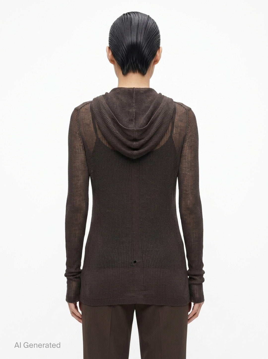Hooded Long Sleeve Ribbed Tee | Rick Owens | Club21 - back