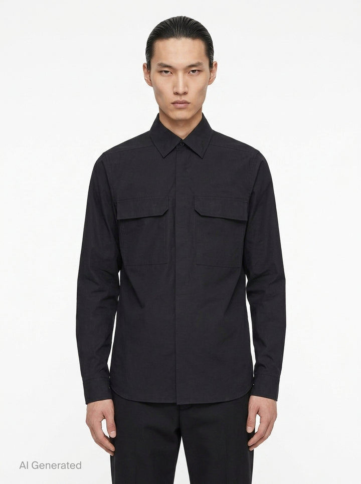 Long Sleeve Cotton Poplin Work Shirt | Rick Owens | Club21 - front