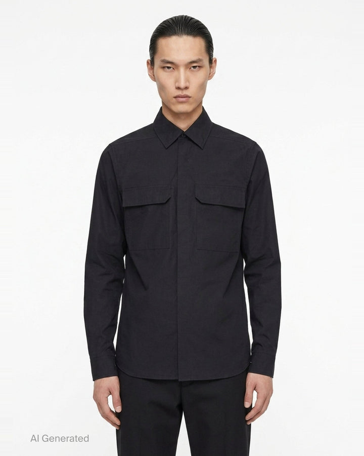 Long Sleeve Cotton Poplin Work Shirt | Rick Owens | Club21 - front