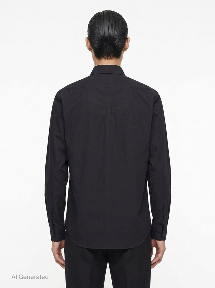 Long Sleeve Cotton Poplin Work Shirt | Rick Owens | Club21 - back