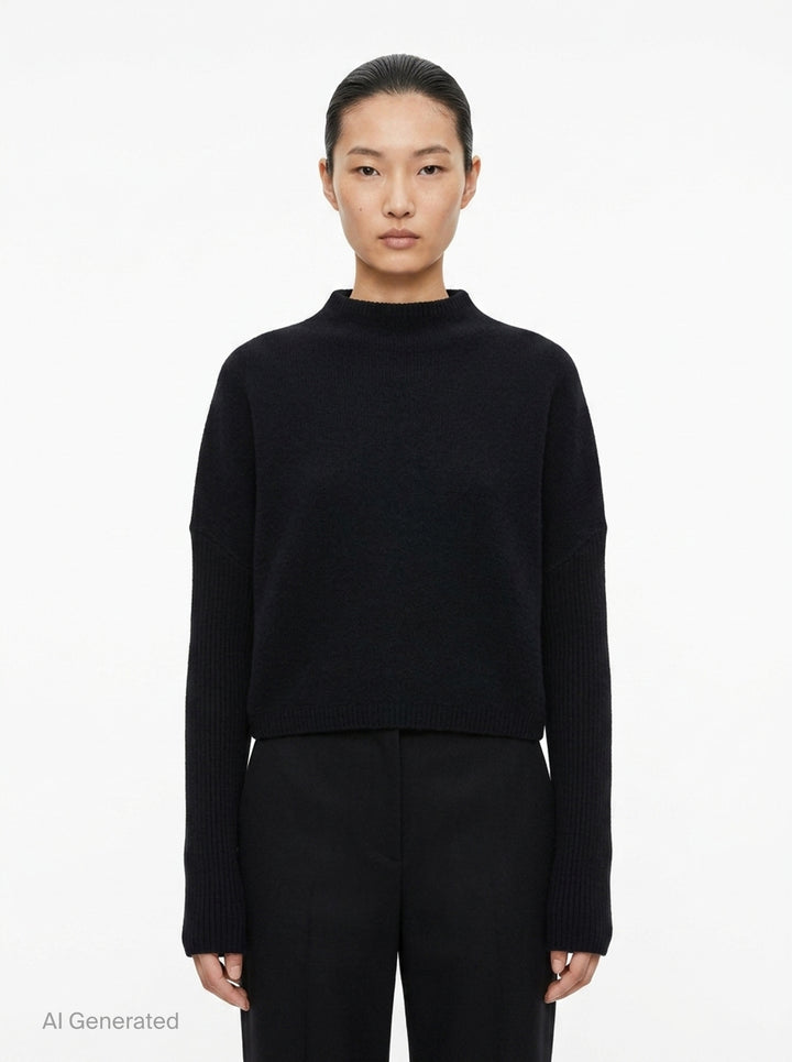 Long Sleeve Crater Felt Cashmere Sweater | Rick Owens | Club21 - front
