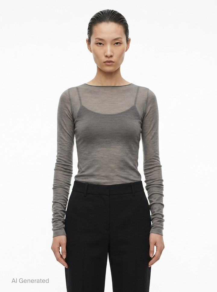 Long Sleeve Wool Silk Tee | Rick Owens | Club21 - front