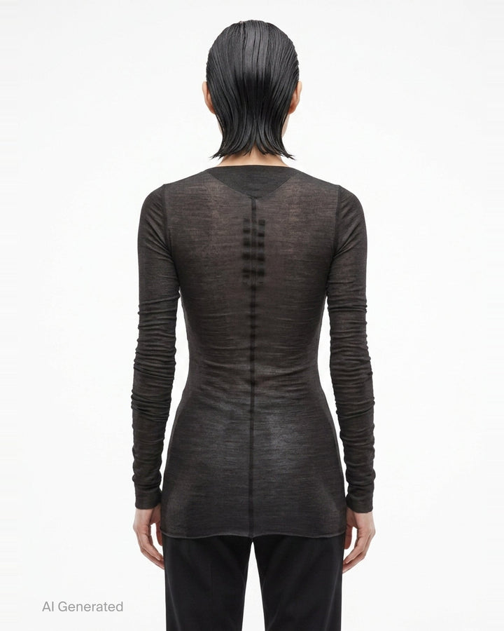 Long Sleeve Wool Silk Tee | Rick Owens | Club21 - back