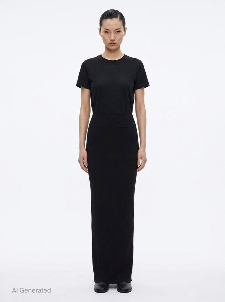 Ribbed Knit Maxi Skirt | Rick Owens | Club21 - front