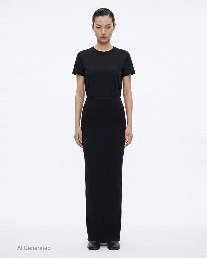 Ribbed Knit Maxi Skirt | Rick Owens | Club21 - front