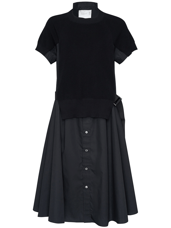 sacai-Cotton-Knit-Dress-Black-1