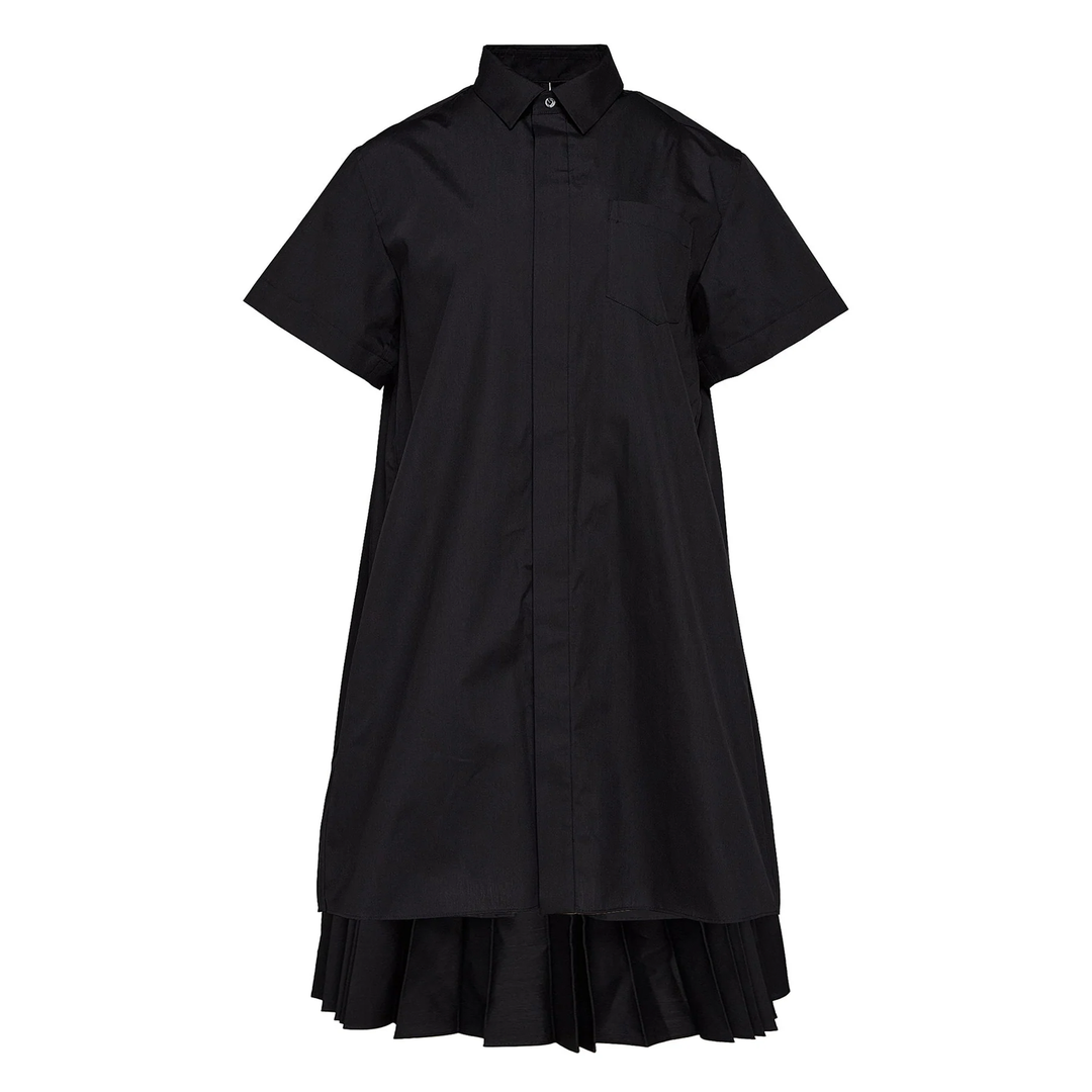 sacai cotton poplin dress SACAI Cotton Poplin x Knit Shirtdress, Women's,