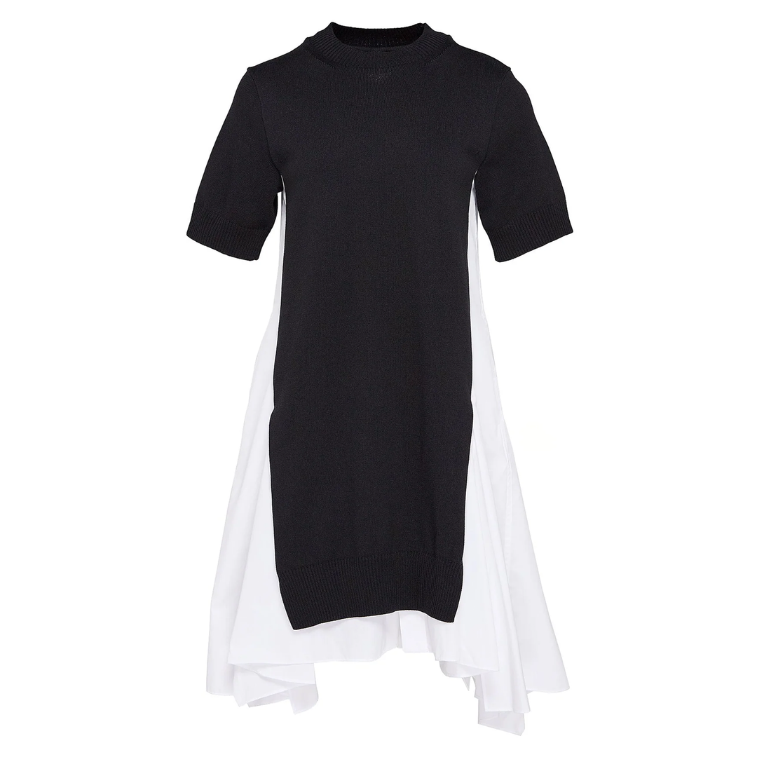Cotton Poplin X Knit Dress