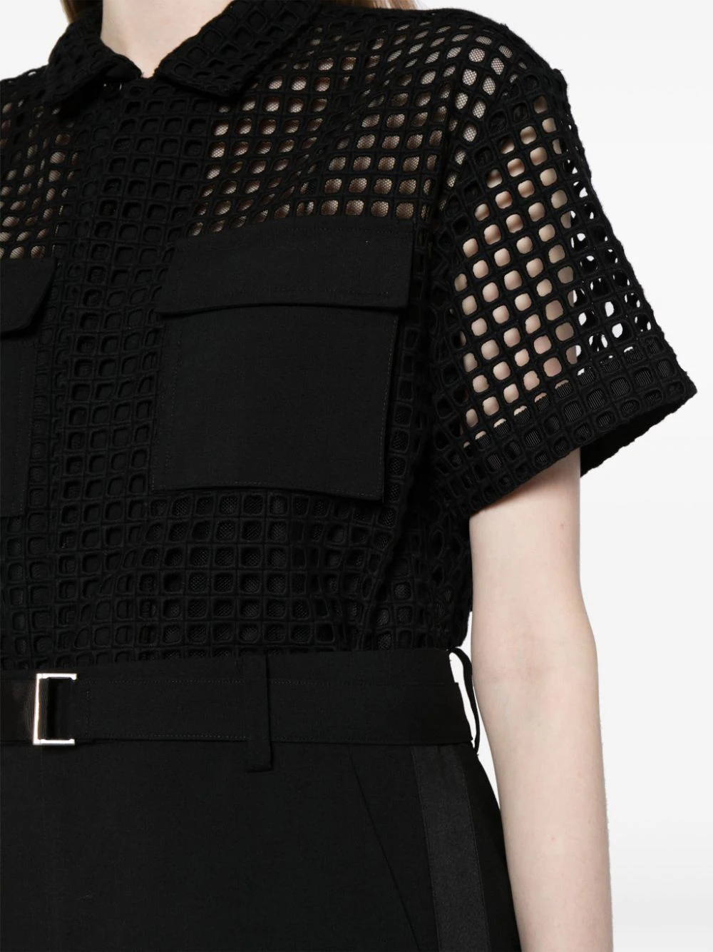 sacai lace dress Sacai Floral Lace Dress in Black