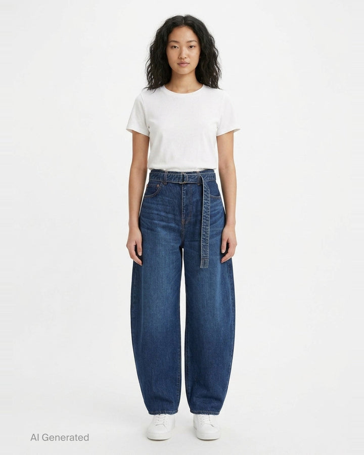 Belted Barrel Leg Jeans | sacai | Club21 - front
