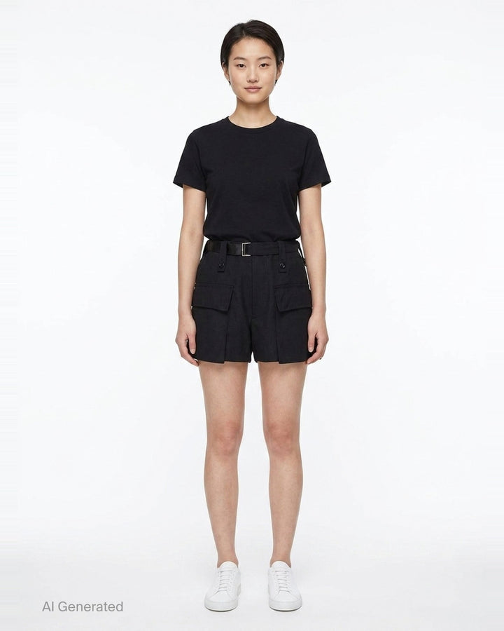 Belted Cargo Suiting Shorts | sacai | Club21 - front