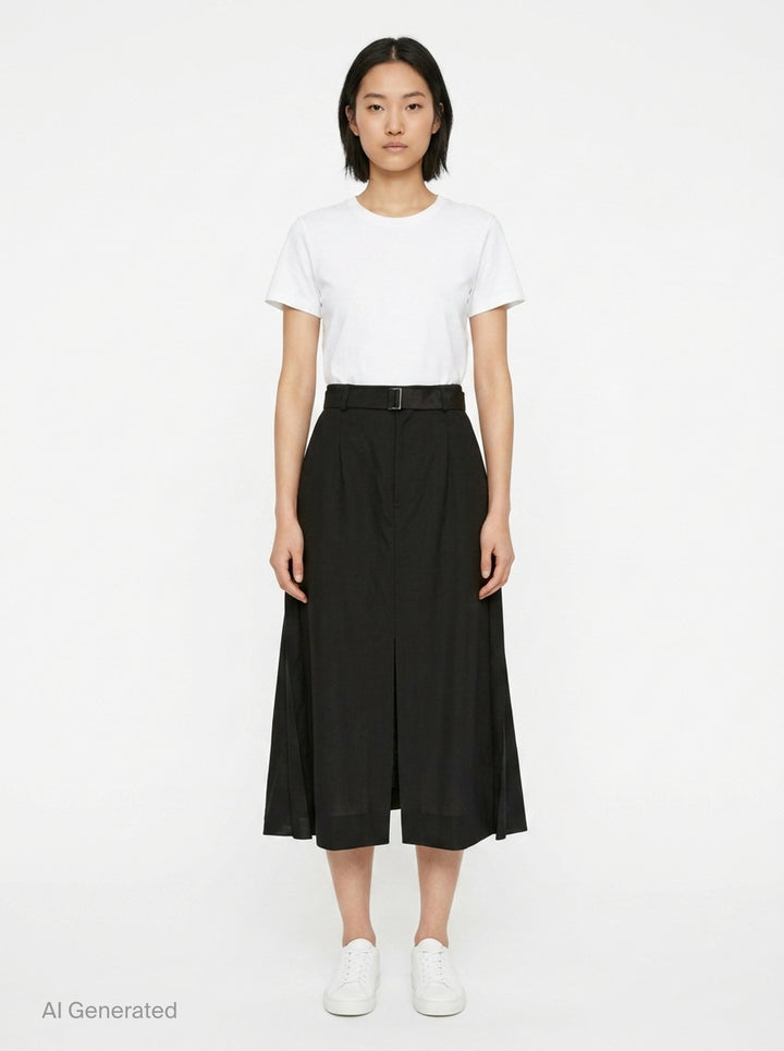 Belted Suiting Midi Skirt | sacai | Club21 - front