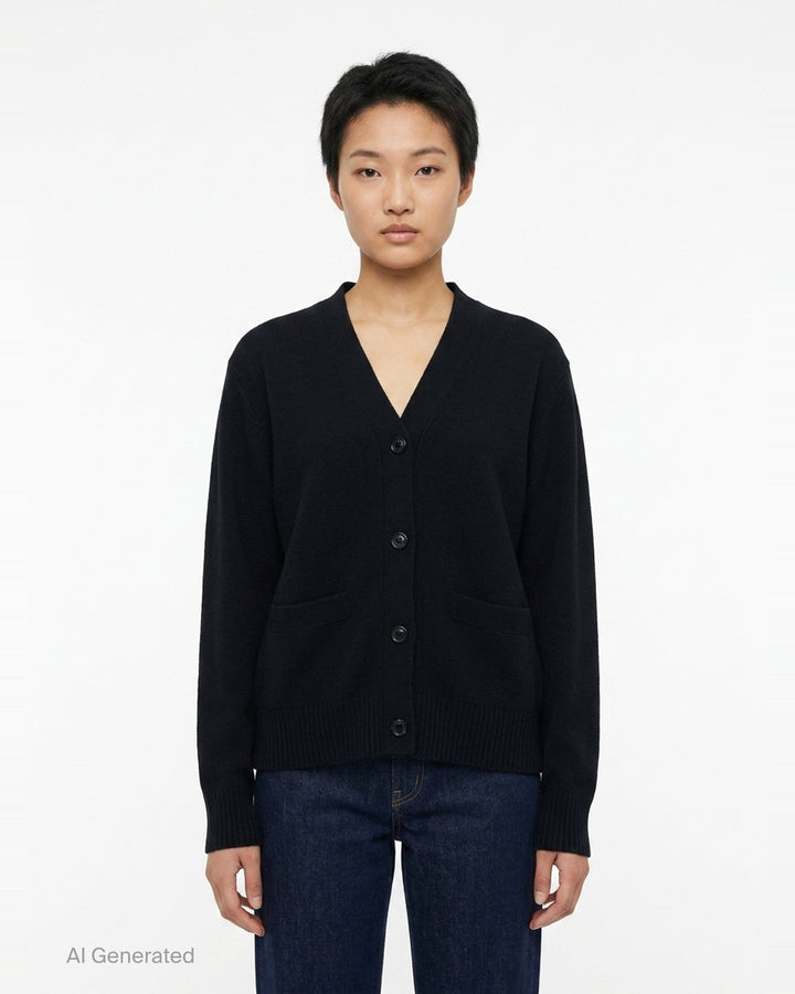 Black Button-Up Cardigan | sacai | Club21 - front