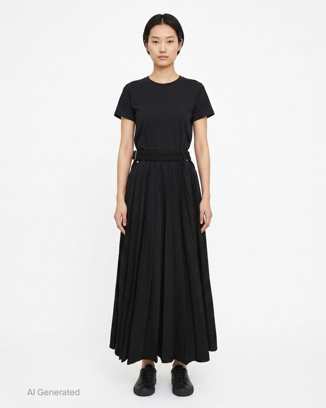 Black Pleated Maxi Skirt | sacai | Club21 - front
