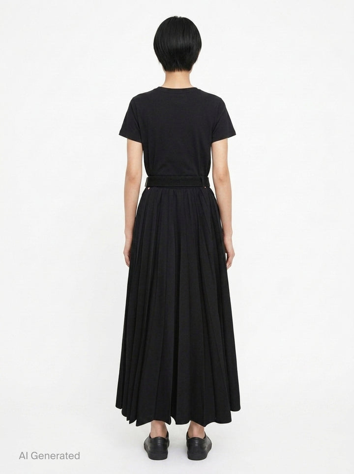 Black Pleated Maxi Skirt | sacai | Club21 - back