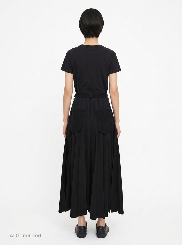 Black Pleated Maxi Skirt | sacai | Club21 - back
