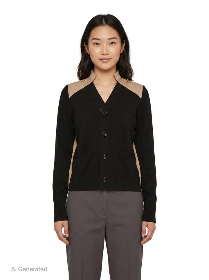Cotton Gabardine Knit Cardigan | sacai | Club21 - front