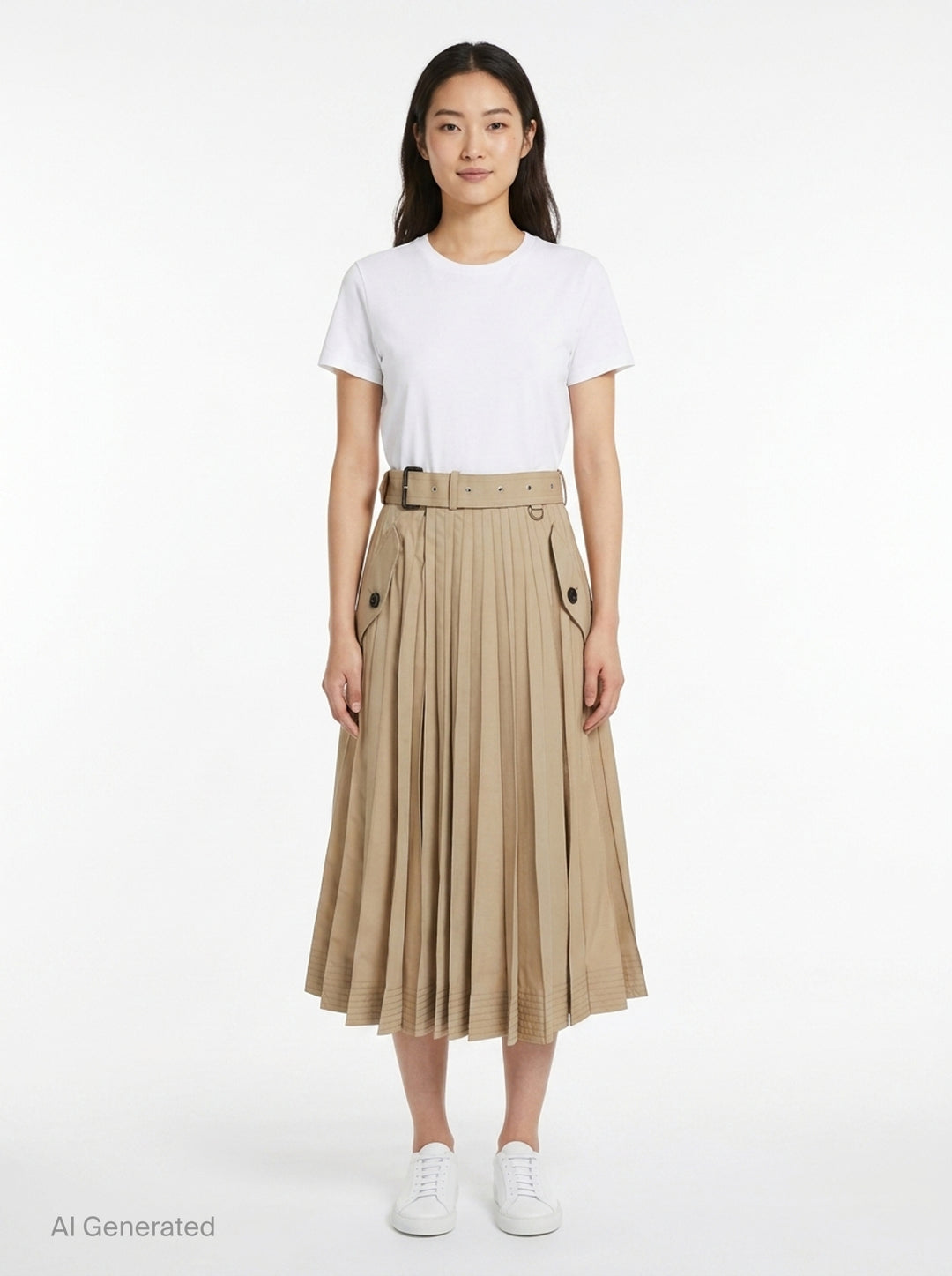 Cotton Gabardine Pleated Skirt | sacai | Club21 - front