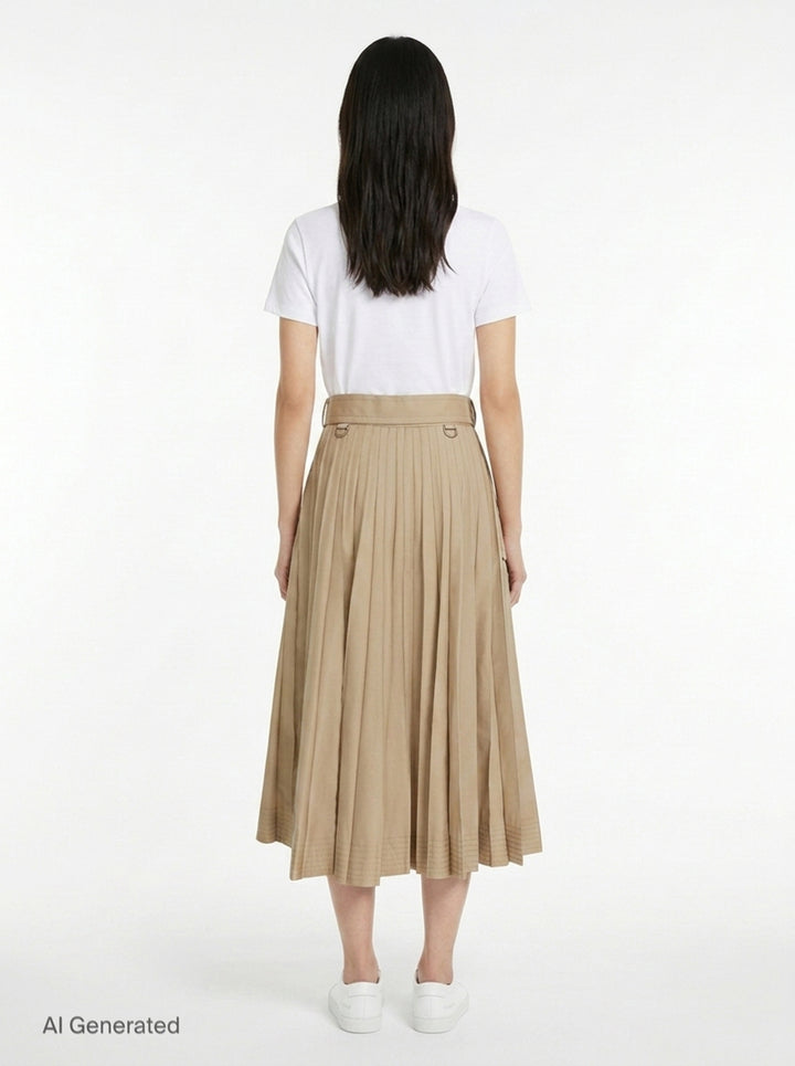 Cotton Gabardine Pleated Skirt | sacai | Club21 - back