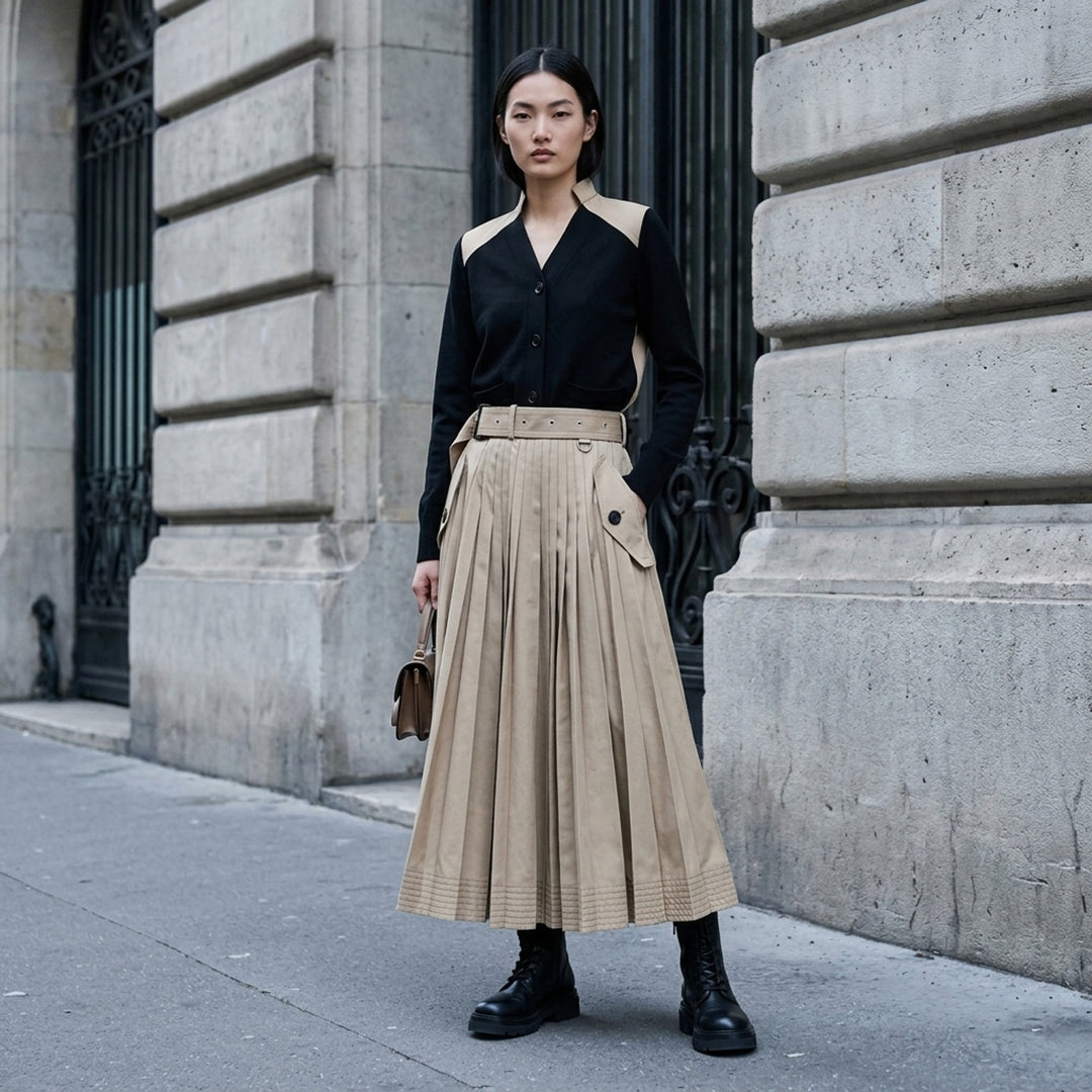 Cotton Gabardine Pleated Skirt | sacai | Club21 - lifestyle