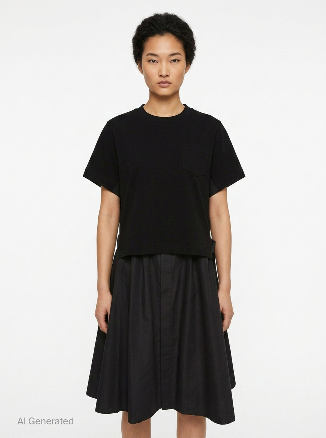 Cotton Poplin Jersey Combo Dress | sacai | Club21 - front