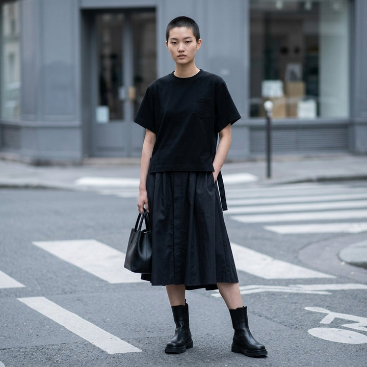 Cotton Poplin Jersey Combo Dress | sacai | Club21 - lifestyle