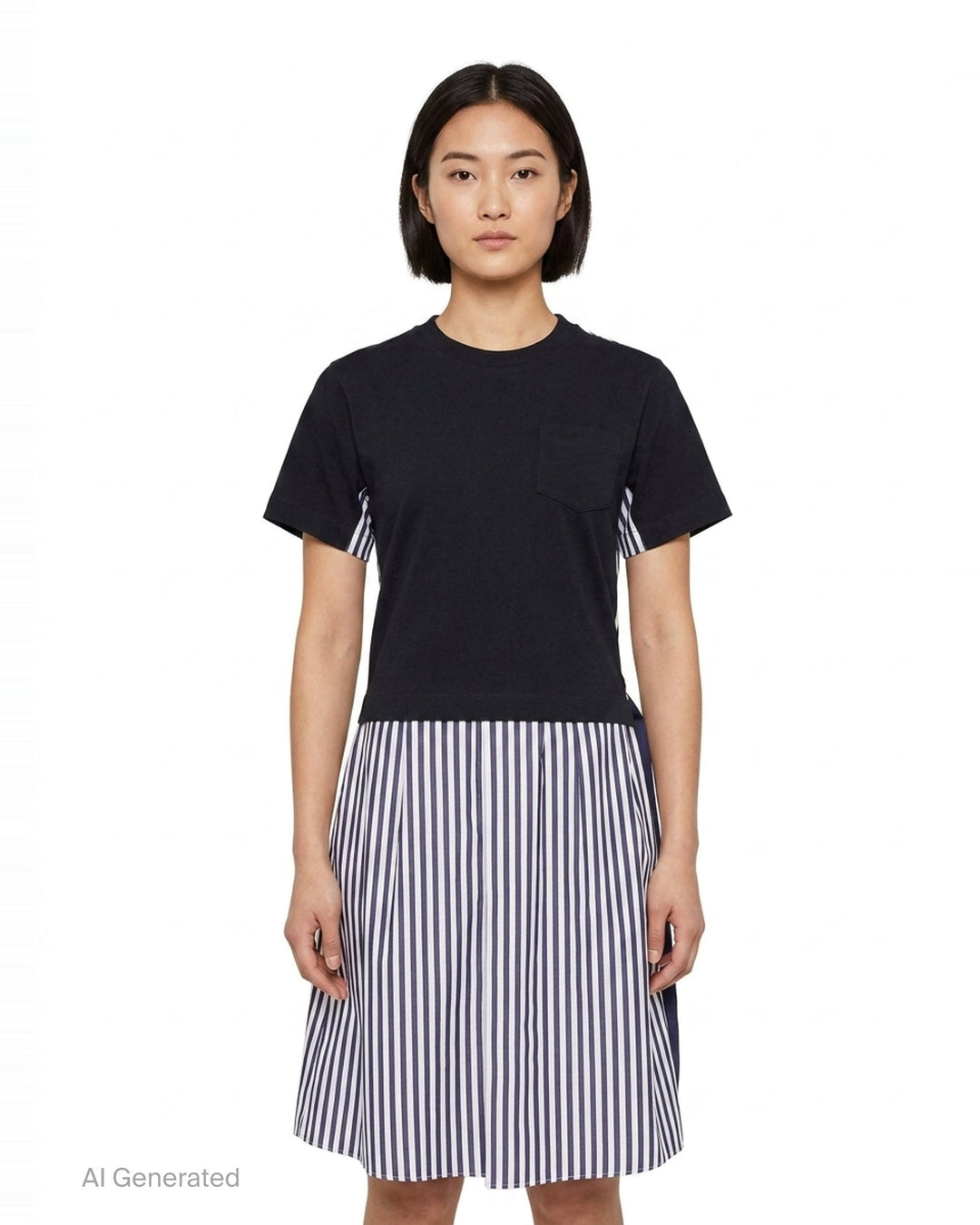 Cotton Poplin Jersey Dress | sacai | Club21 - front
