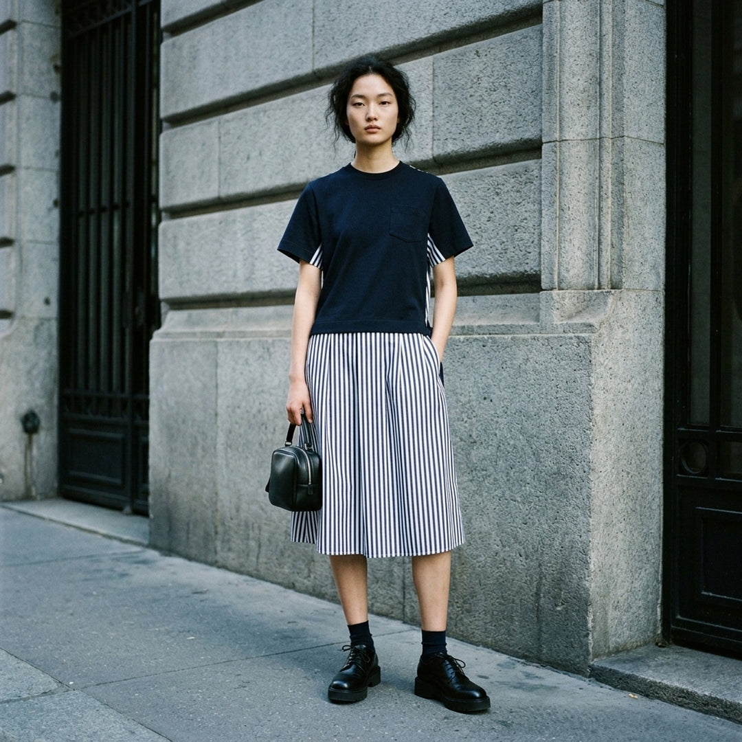 Cotton Poplin Jersey Dress | sacai