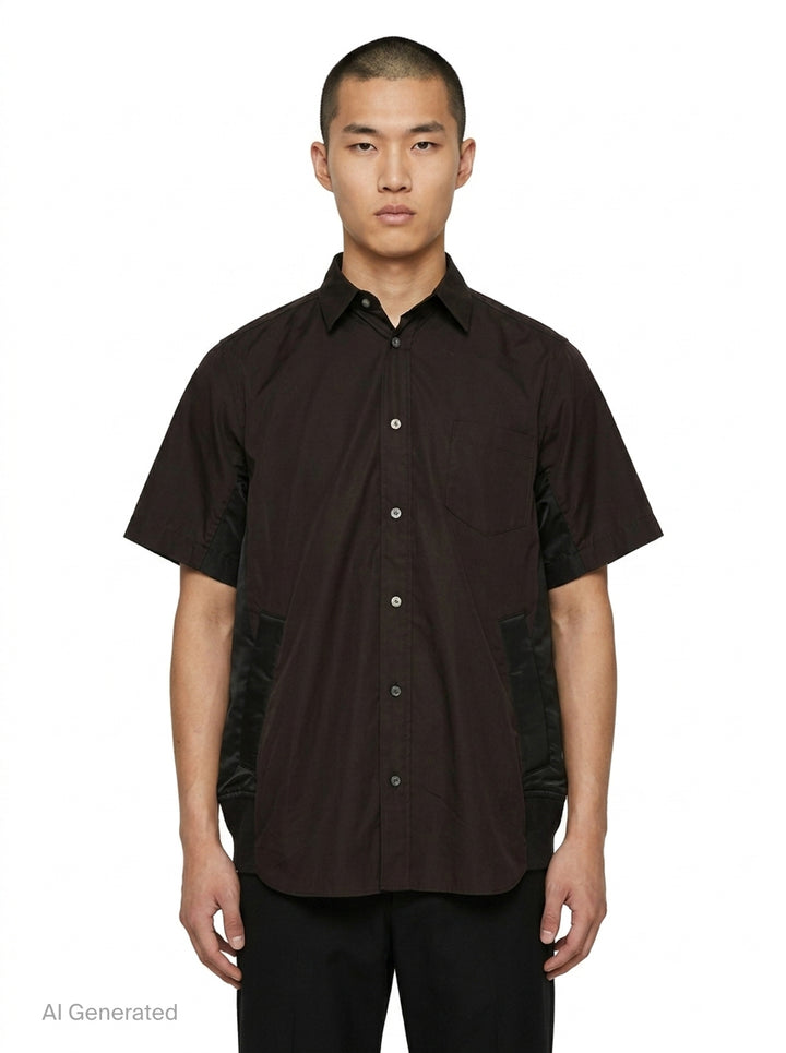 Cotton Poplin Mixed Media Shirt | sacai | Club21 - front