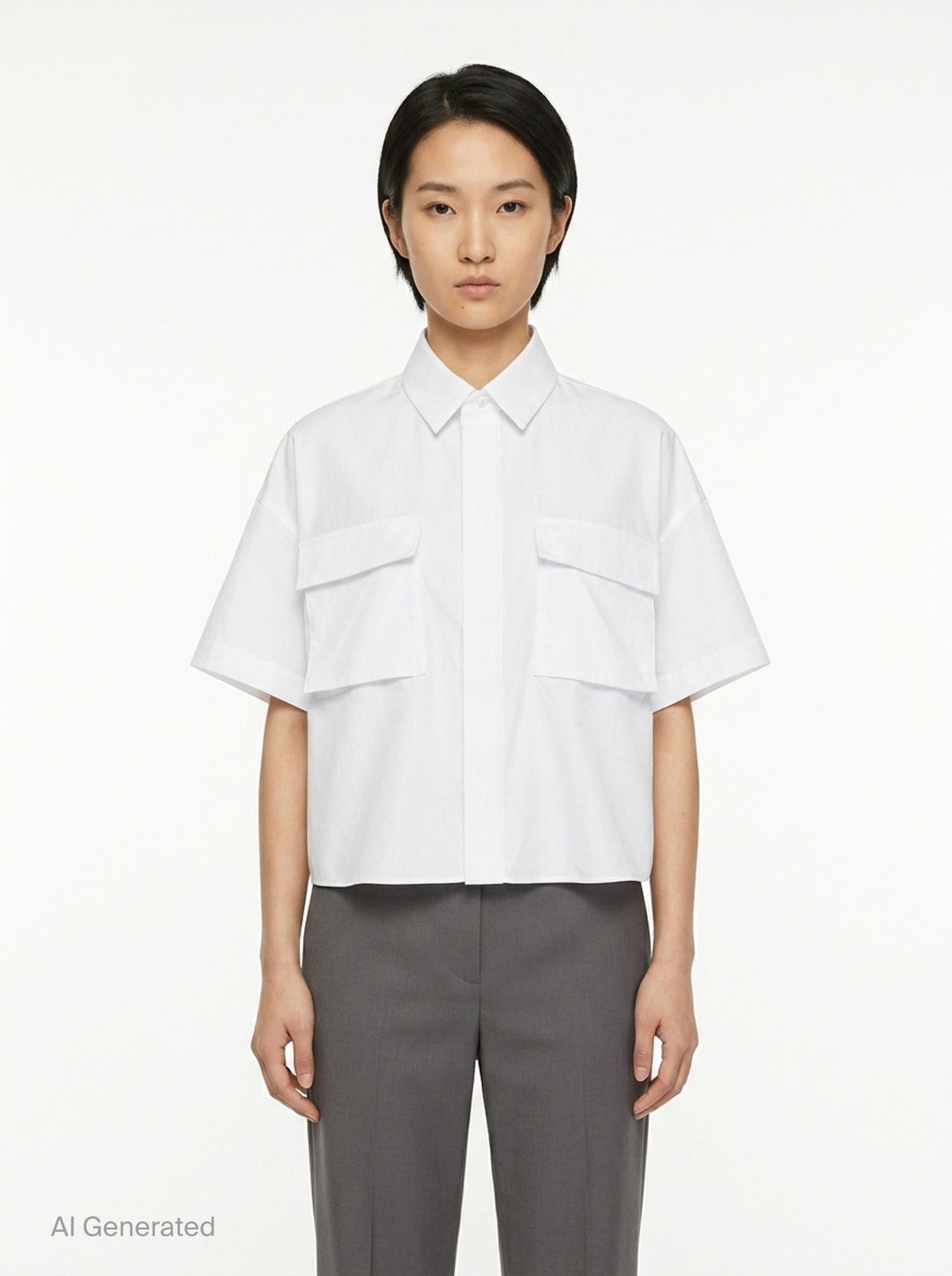 Cotton Poplin Short Sleeve Shirt | sacai | Club21 - front