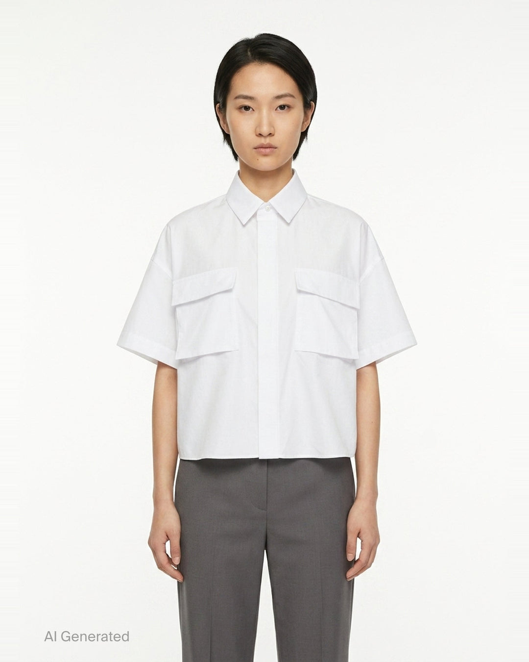 Cotton Poplin Short Sleeve Shirt | sacai | Club21 - front