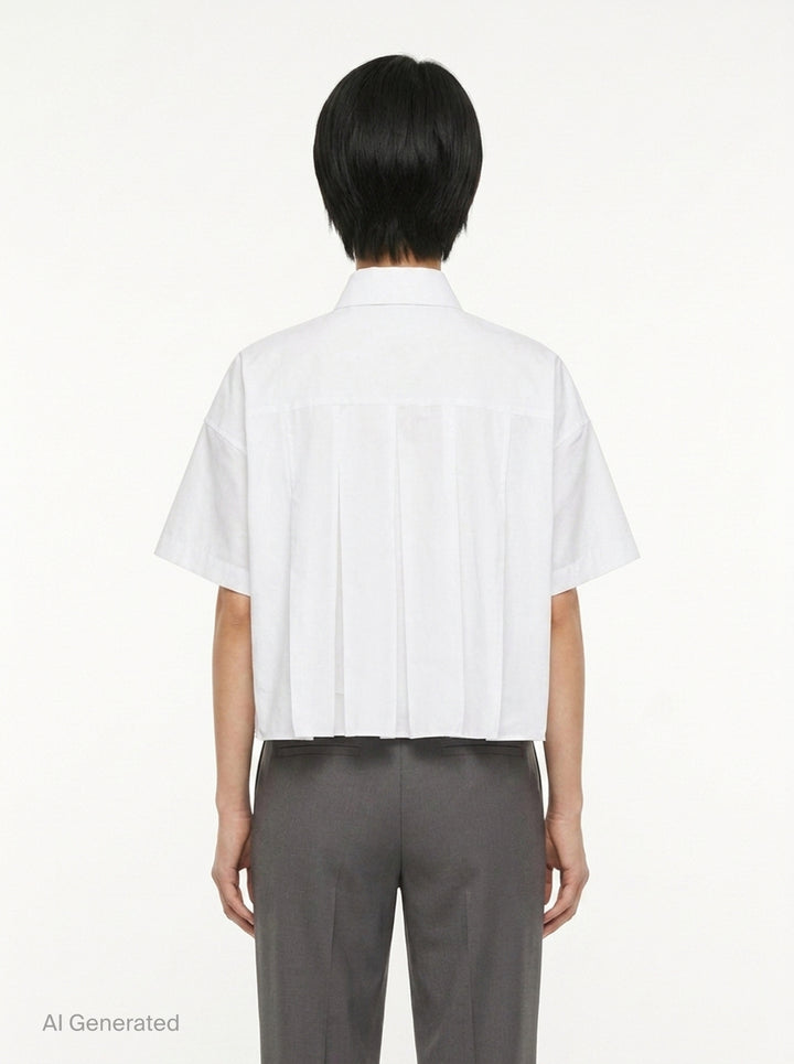 Cotton Poplin Short Sleeve Shirt | sacai | Club21 - back
