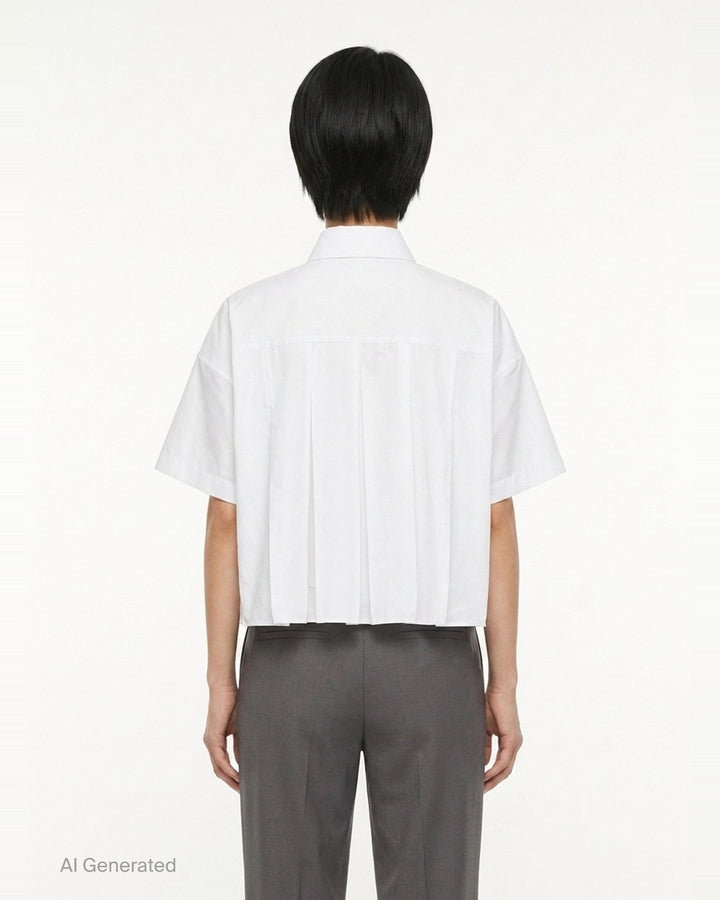 Cotton Poplin Short Sleeve Shirt | sacai | Club21 - back
