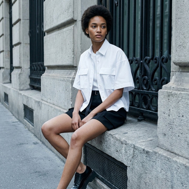 Cotton Poplin Short Sleeve Shirt | sacai | Club21 - lifestyle