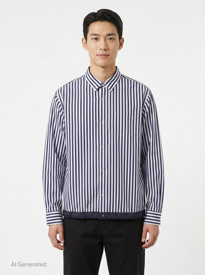 Cotton Poplin Striped Shirt | sacai | Club21 - front