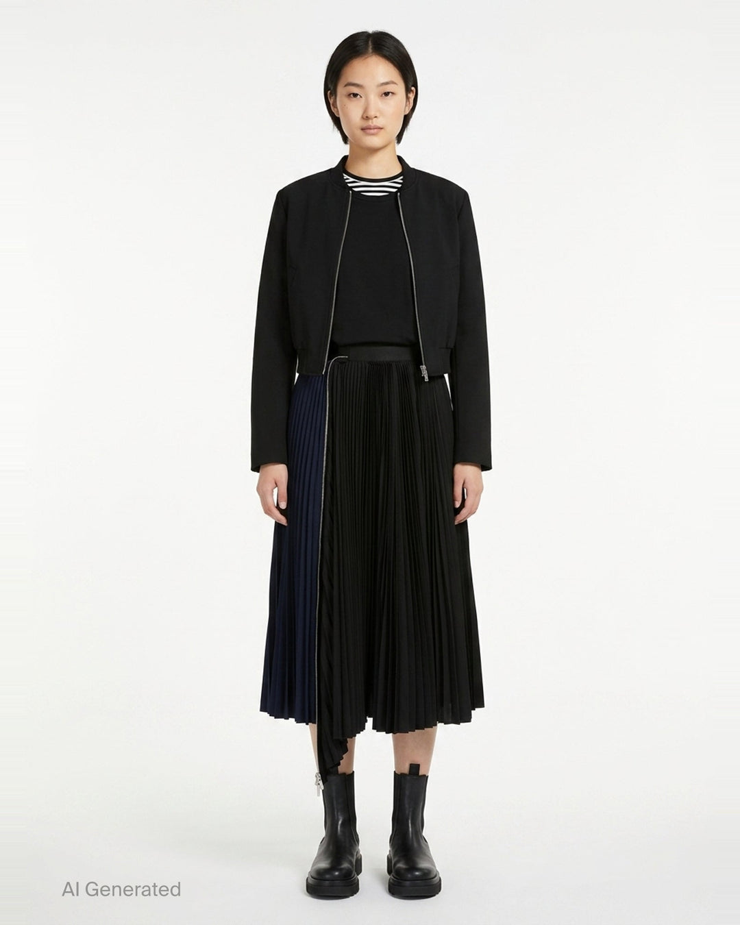 Cotton Poplin Zipper Pleated Skirt | sacai | Club21 - front