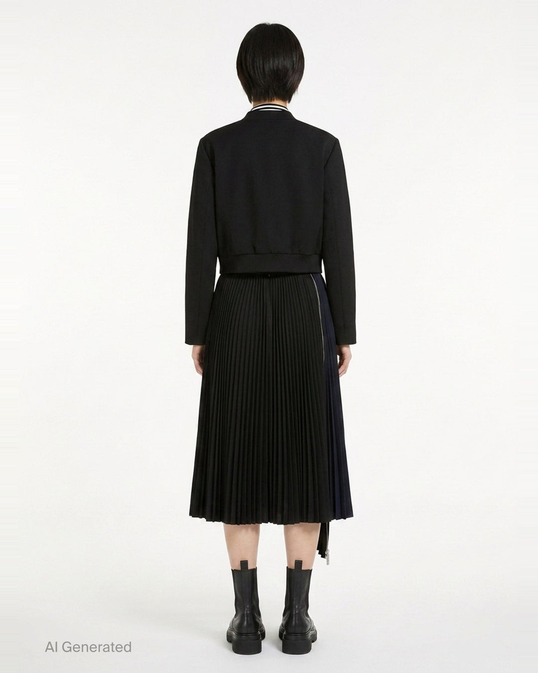 Cotton Poplin Zipper Pleated Skirt | sacai | Club21 - back