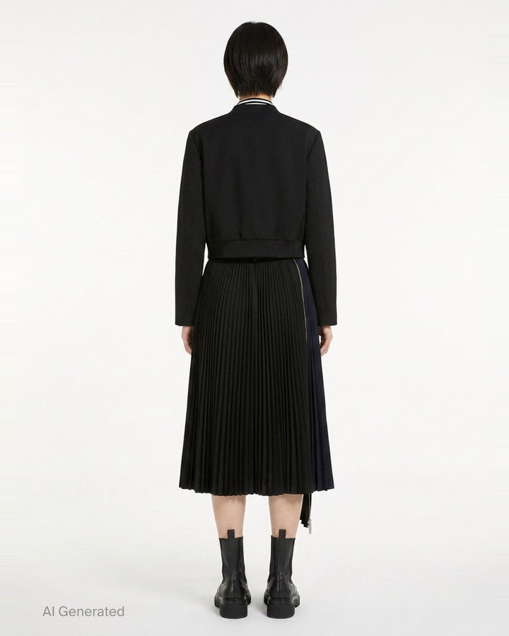 Cotton Poplin Zipper Pleated Skirt | sacai | Club21 - back