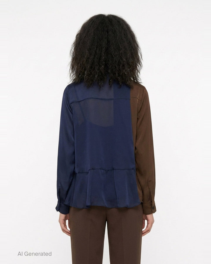 Crepe Back Satin Contrast Blouse | sacai | Club21 - back