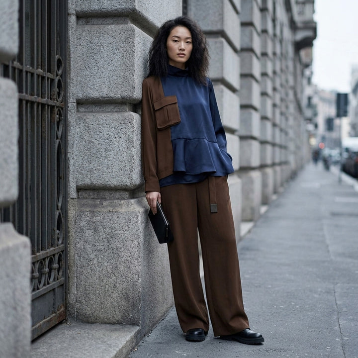 Crepe Back Satin Contrast Blouse | sacai | Club21 - lifestyle