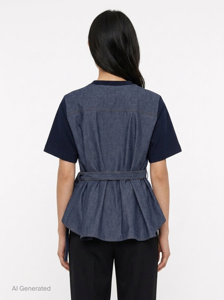 Denim x Cotton Jersey Tee | sacai | Club21 - back