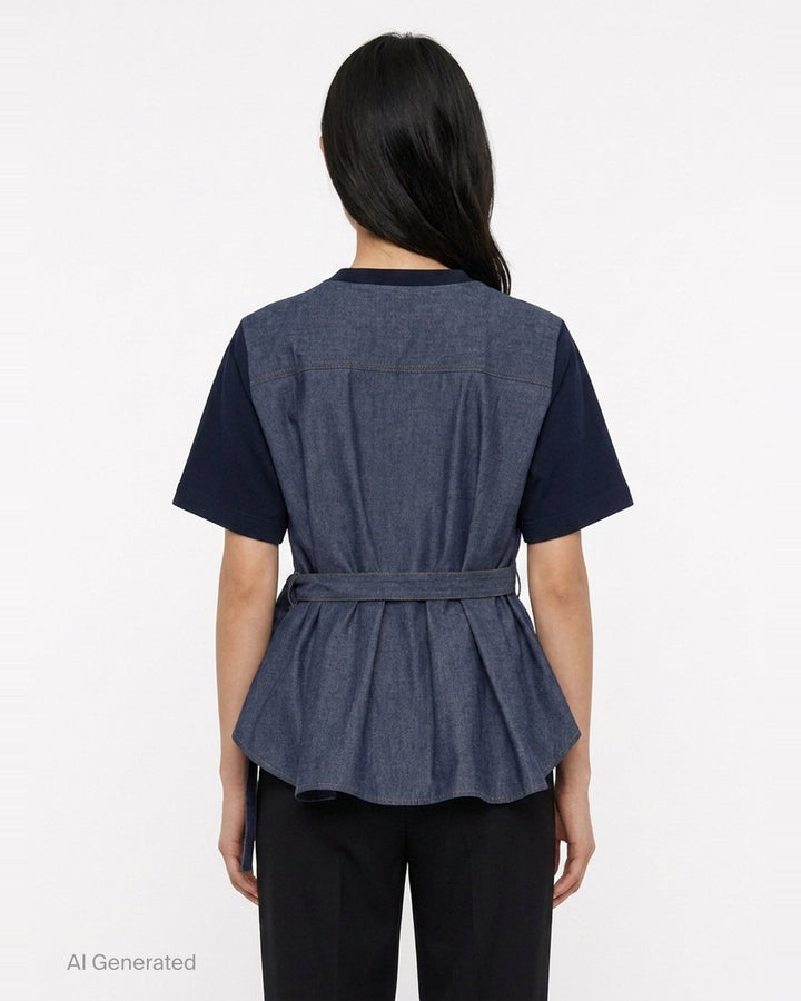 Denim x Cotton Jersey Tee | sacai | Club21 - back