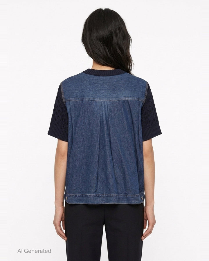 Denim x Cotton Knit Pullover | sacai | Club21 - back