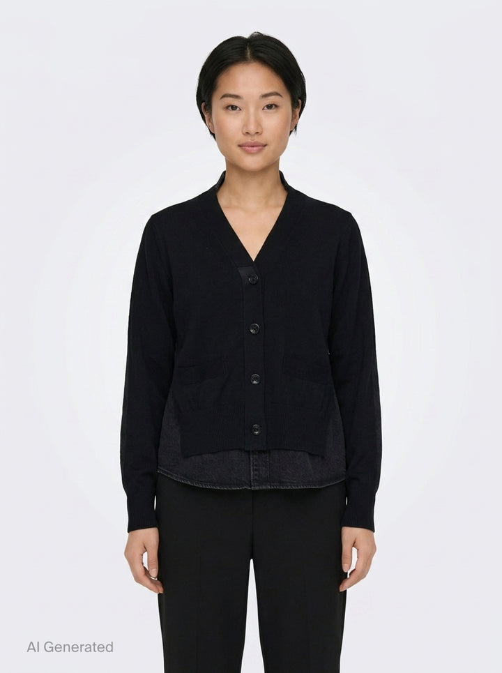 Denim x Knit Cardigan | sacai | Club21 - front
