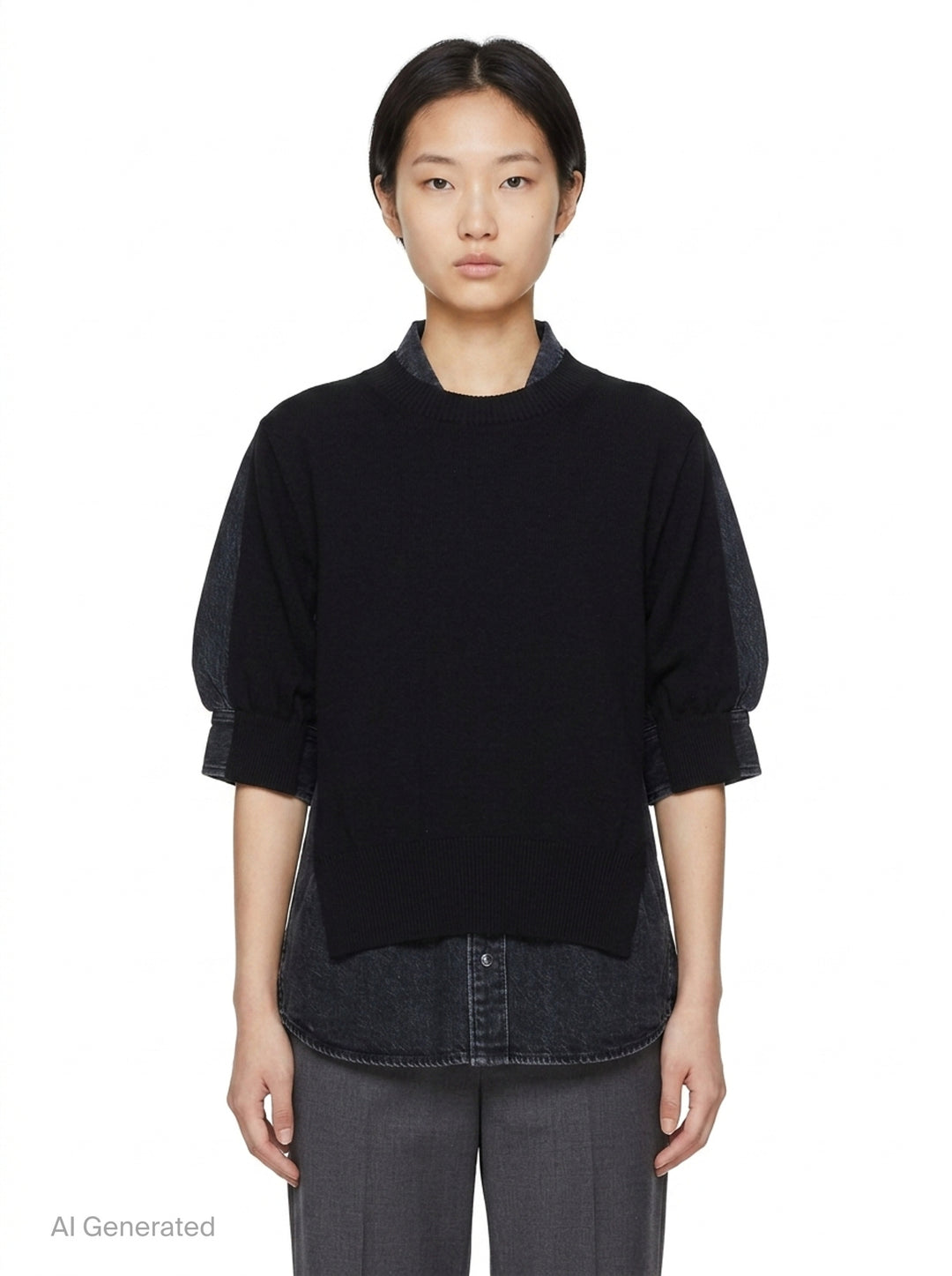 Denim x Knit Pullover | sacai | Club21 - front