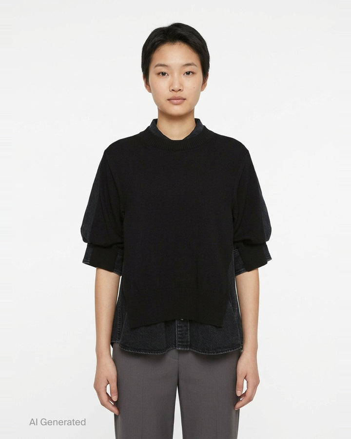 Denim x Knit Pullover | sacai | Club21 - front