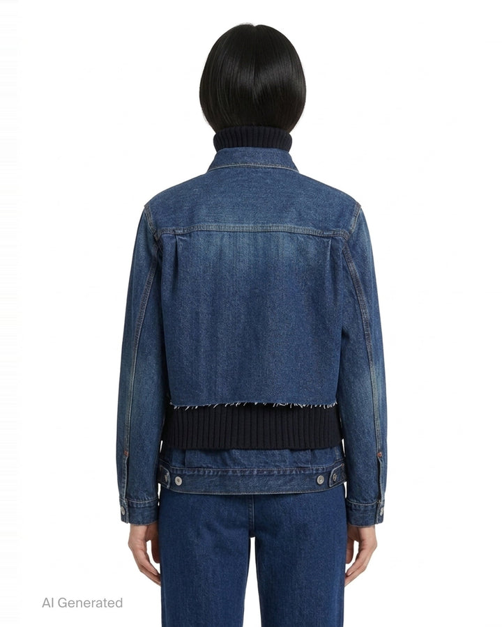 Denim x Wool Knit Jacket | sacai | Club21 - back