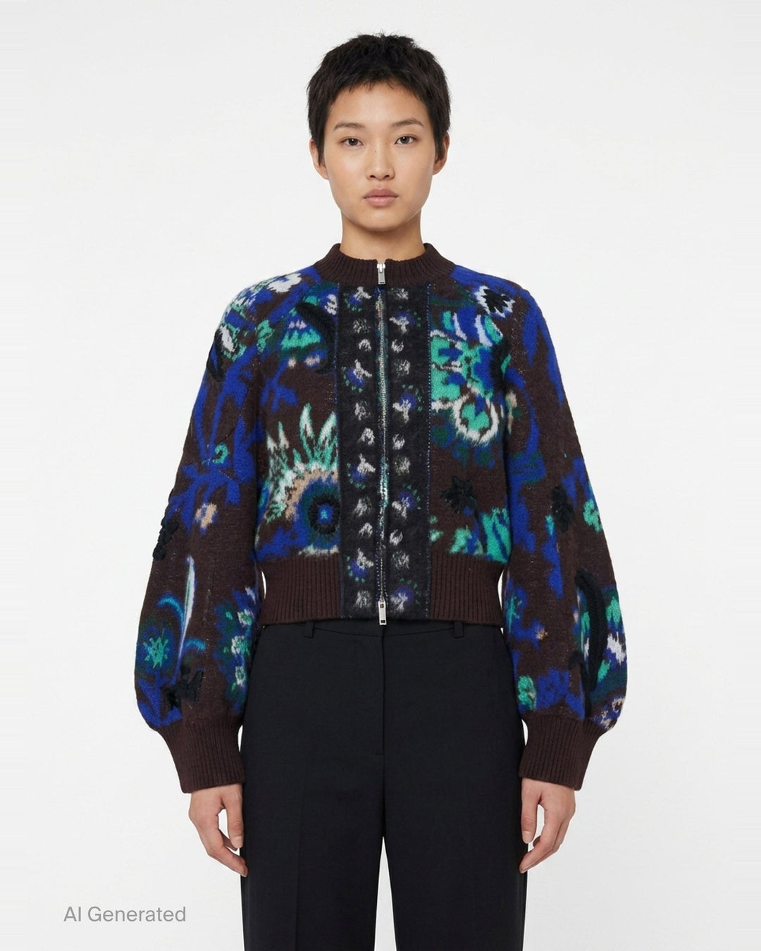Floral Jacquard Knit Blouson | sacai | Club21 - front