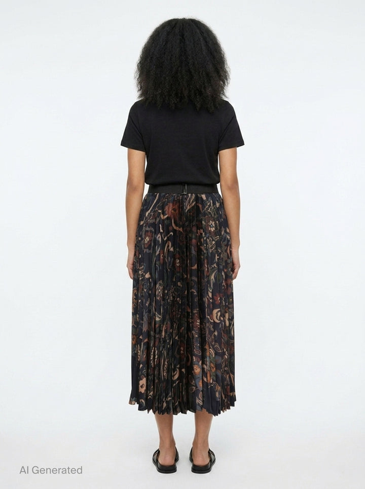 Floral Print Pleated Midi Skirt | sacai | Club21 - back